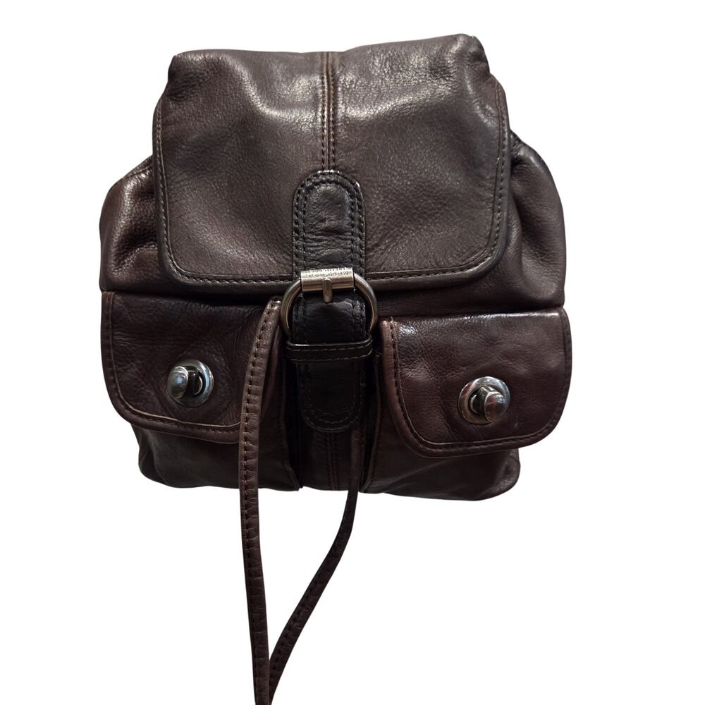 Y2K Slouchy Leather Backpack Brown Utility Bag Cargo Pocket Vintage Boho Grunge - Picture 9 of 16